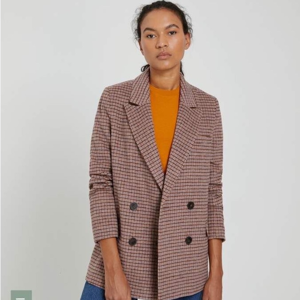 Frank And Oak Houndstooth Double-Breasted Blazer